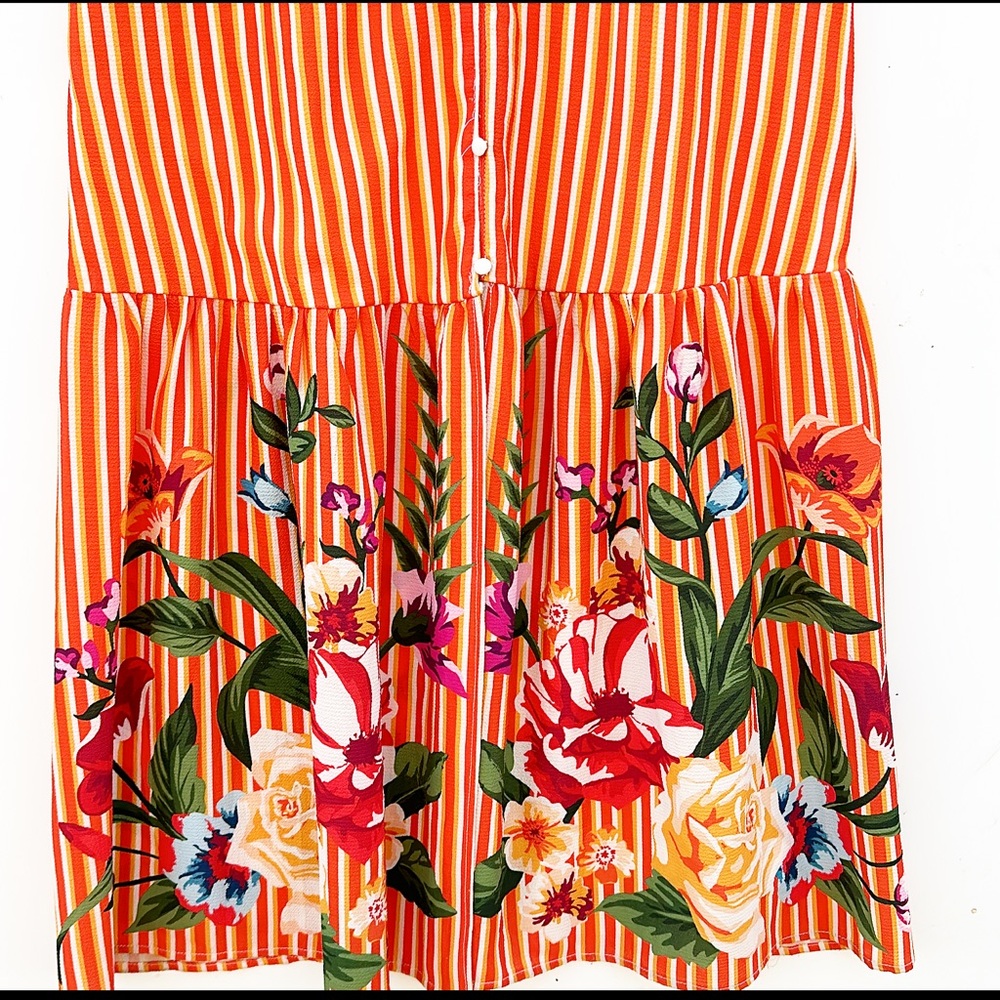 Lulu's Orange Striped Floral Maxi Dress - Picture 4 of 7